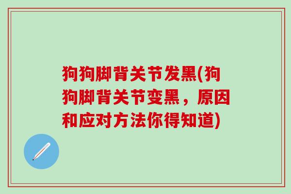 狗狗脚背关节发黑(狗狗脚背关节变黑,原因和应对方法你得知道) 狗狗脚背关节发黑(狗狗脚背关节变黑,原因和应对方法你得知道)