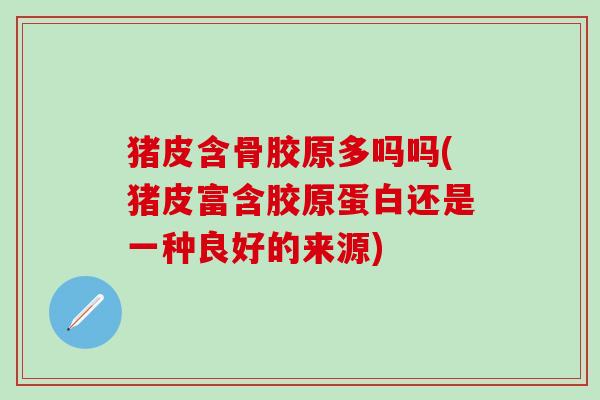 猪皮含骨胶原多吗吗(猪皮富含胶原蛋白还是一种良好的来源)
