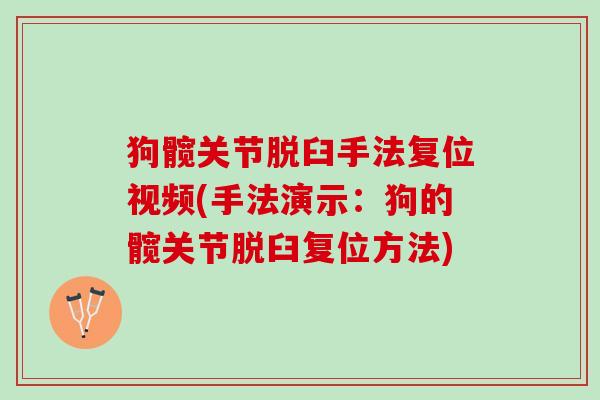 狗髋关节脱臼手法复位视频(手法演示：狗的髋关节脱臼复位方法)