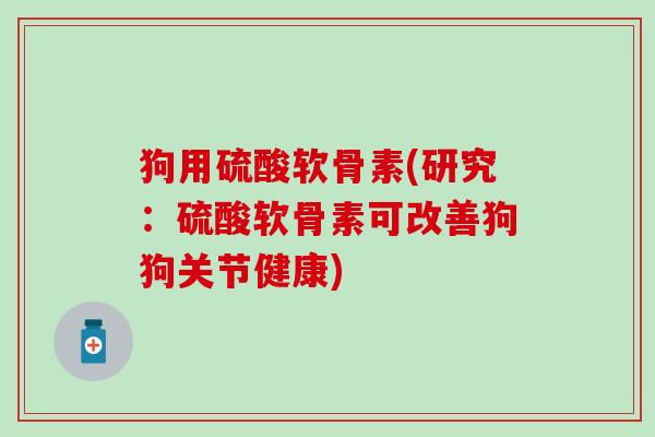 狗用硫酸软骨素(研究：硫酸软骨素可改善狗狗关节健康)