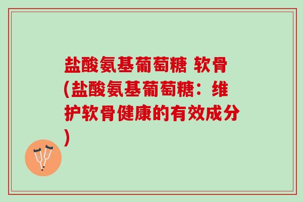 盐酸氨基葡萄糖 软骨(盐酸氨基葡萄糖：维护软骨健康的有效成分)