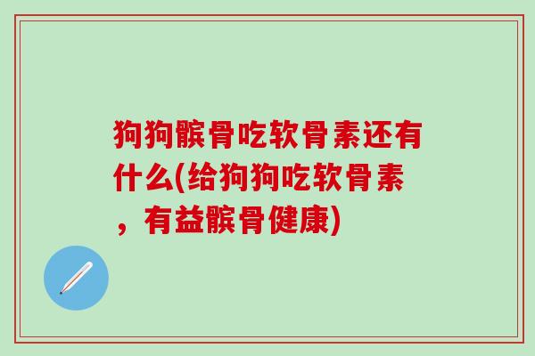 狗狗髌骨吃软骨素还有什么(给狗狗吃软骨素，有益髌骨健康)
