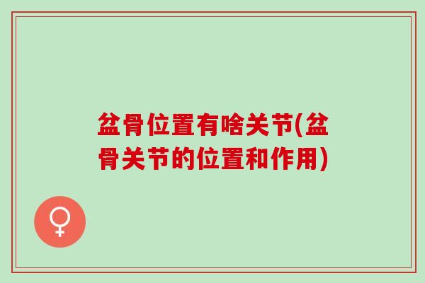 盆骨位置有啥关节(盆骨关节的位置和作用)