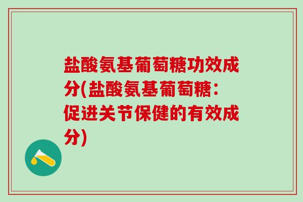 盐酸氨基葡萄糖功效成分(盐酸氨基葡萄糖：促进关节保健的有效成分)