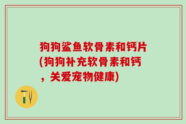 狗狗鲨鱼软骨素和钙片(狗狗补充软骨素和钙，关爱宠物健康)