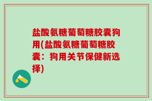 盐酸氨糖葡萄糖胶囊狗用(盐酸氨糖葡萄糖胶囊：狗用关节保健新选择)