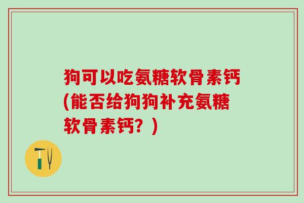 狗可以吃氨糖软骨素钙(能否给狗狗补充氨糖软骨素钙？)