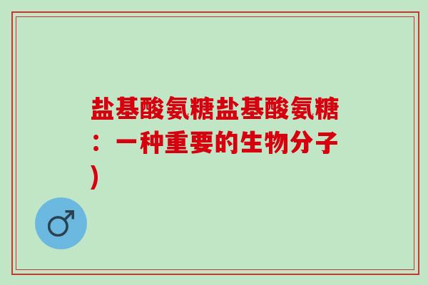 盐基酸氨糖盐基酸氨糖：一种重要的生物分子)