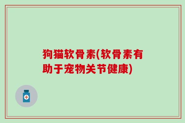 狗猫软骨素(软骨素有助于宠物关节健康)