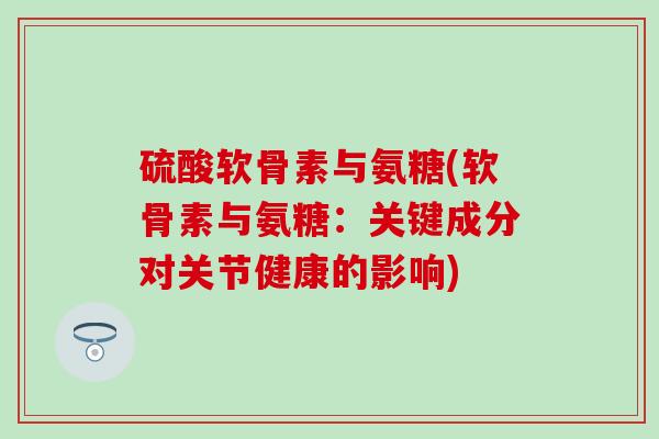 硫酸软骨素与氨糖(软骨素与氨糖：关键成分对关节健康的影响)