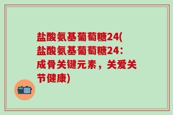 盐酸氨基葡萄糖24(盐酸氨基葡萄糖24：成骨关键元素，关爱关节健康)