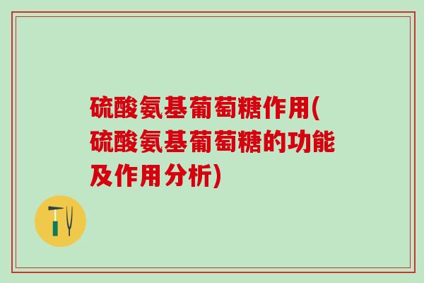 硫酸氨基葡萄糖作用(硫酸氨基葡萄糖的功能及作用分析)