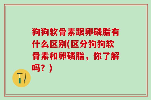狗狗软骨素跟卵磷脂有什么区别(区分狗狗软骨素和卵磷脂，你了解吗？)