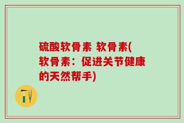 硫酸软骨素 软骨素(软骨素：促进关节健康的天然帮手)