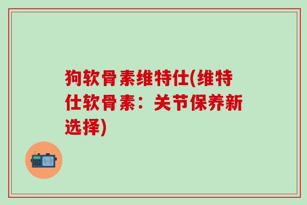 狗软骨素维特仕(维特仕软骨素：关节保养新选择)