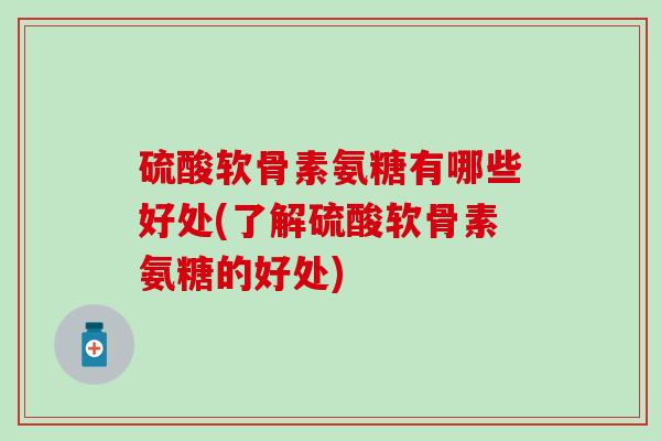 硫酸软骨素氨糖有哪些好处(了解硫酸软骨素氨糖的好处)