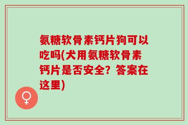 氨糖软骨素钙片狗可以吃吗(犬用氨糖软骨素钙片是否安全？答案在这里)