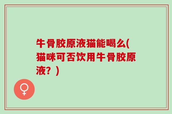 牛骨胶原液猫能喝么(猫咪可否饮用牛骨胶原液？)