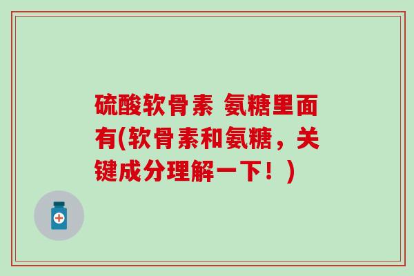 硫酸软骨素 氨糖里面有(软骨素和氨糖，关键成分理解一下！)