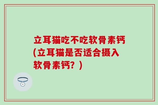 立耳猫吃不吃软骨素钙(立耳猫是否适合摄入软骨素钙？)