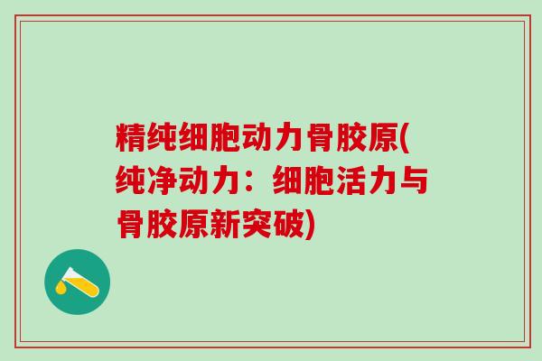 精纯细胞动力骨胶原(纯净动力：细胞活力与骨胶原新突破)