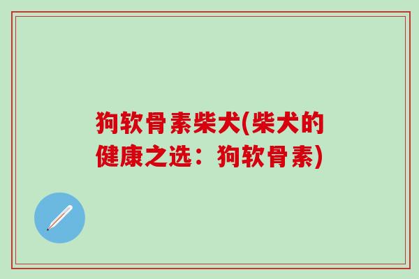 狗软骨素柴犬(柴犬的健康之选：狗软骨素)