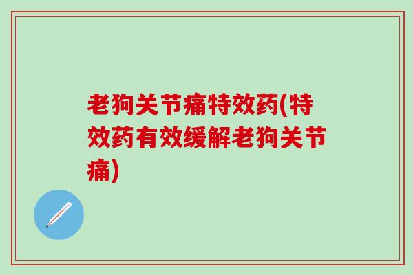 老狗关节痛特效药(特效药有效缓解老狗关节痛)