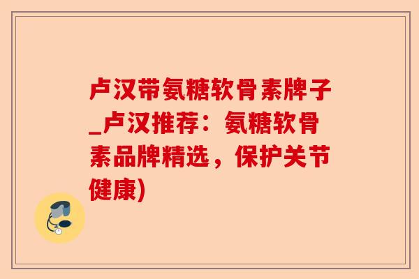 卢汉带氨糖软骨素牌子_卢汉推荐：氨糖软骨素品牌精选，保护关节健康)