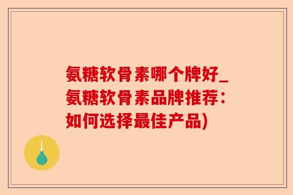 氨糖软骨素哪个牌好_氨糖软骨素品牌推荐：如何选择最佳产品)