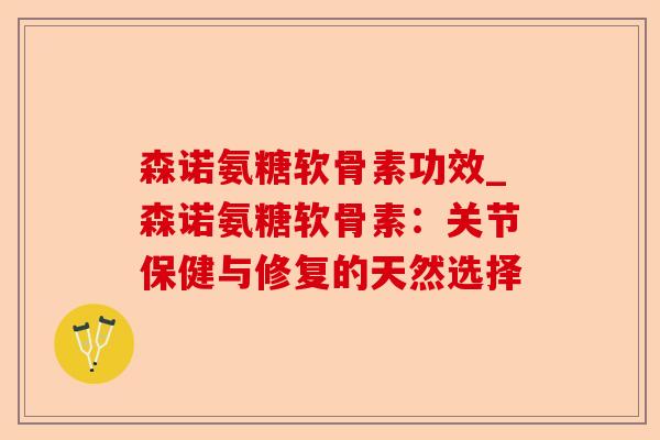 森诺氨糖软骨素功效_森诺氨糖软骨素：关节保健与修复的天然选择