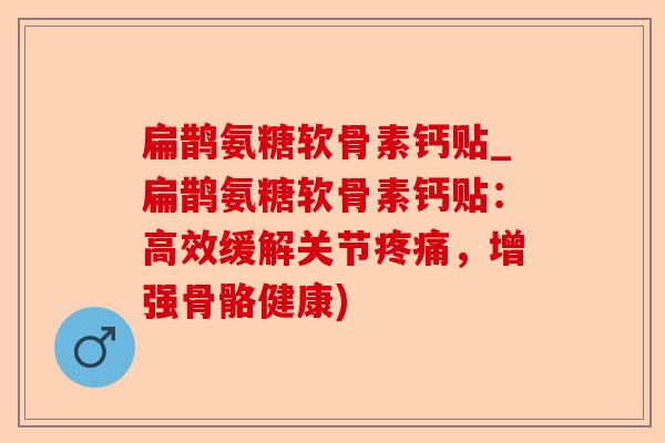 扁鹊氨糖软骨素钙贴_扁鹊氨糖软骨素钙贴：高效缓解关节，增强骨骼健康)