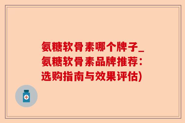 氨糖软骨素哪个牌子_氨糖软骨素品牌推荐：选购指南与效果评估)