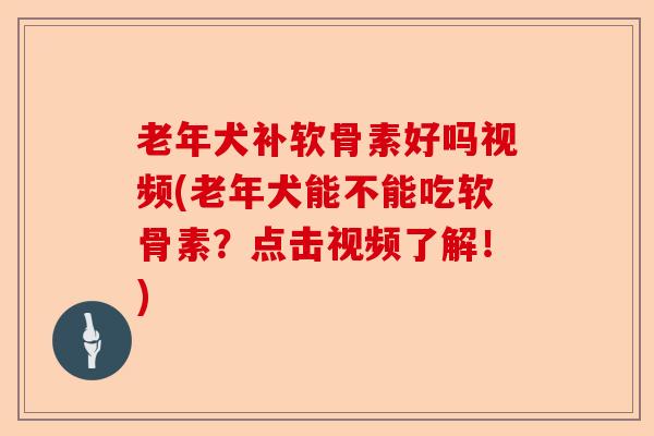 老年犬补软骨素好吗视频(老年犬能不能吃软骨素？点击视频了解！)