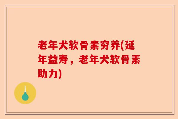 老年犬软骨素穷养(延年益寿，老年犬软骨素助力)