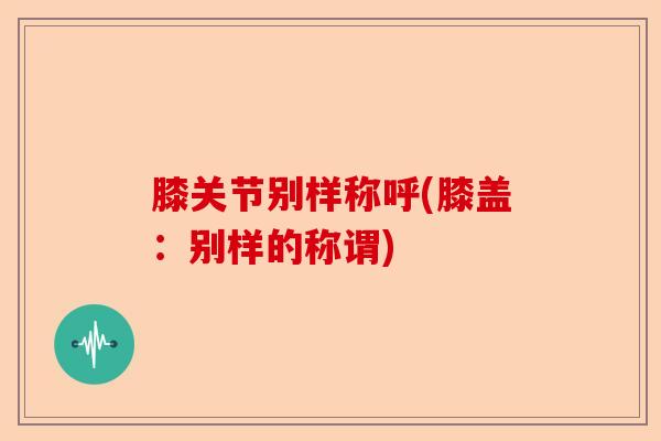 膝关节别样称呼(膝盖：别样的称谓)