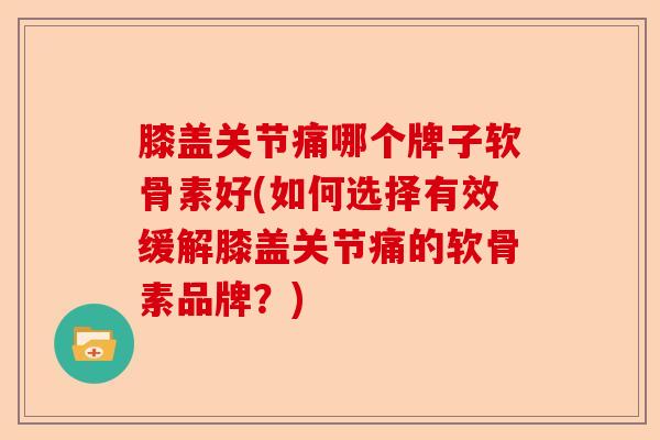 膝盖关节痛哪个牌子软骨素好(如何选择有效缓解膝盖关节痛的软骨素品牌？)