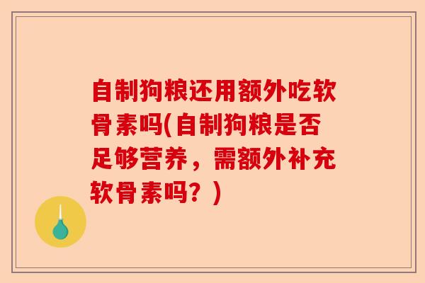 自制狗粮还用额外吃软骨素吗(自制狗粮是否足够营养，需额外补充软骨素吗？)