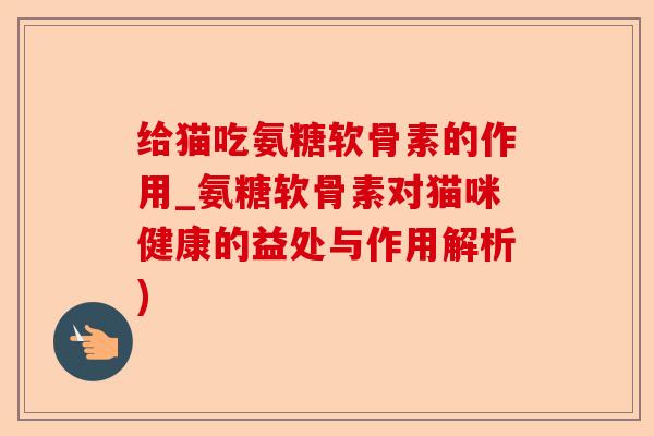 给猫吃氨糖软骨素的作用_氨糖软骨素对猫咪健康的益处与作用解析)