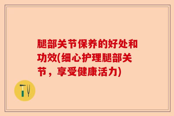 腿部关节保养的好处和功效(细心护理腿部关节,享受健康活力) 腿部关节保养的好处和功效(细心护理腿部关节,享受健康活力)