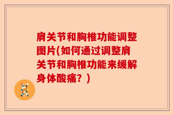 肩关节和胸椎功能调整图片(如何通过调整肩关节和胸椎功能来缓解身体酸痛？)
