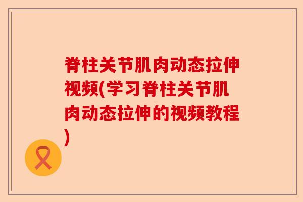 脊柱关节肌肉动态拉伸视频(学习脊柱关节肌肉动态拉伸的视频教程)