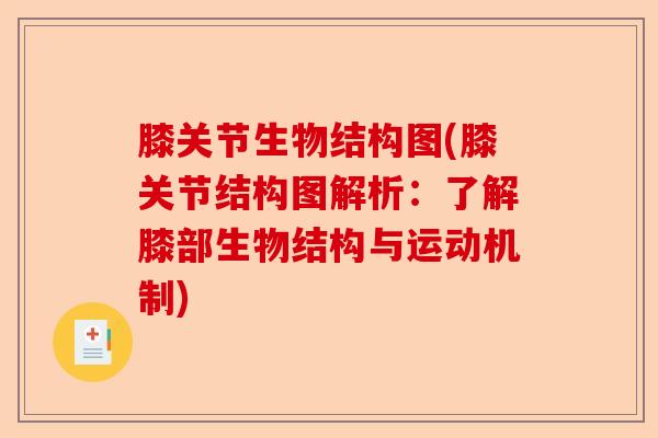 膝关节生物结构图(膝关节结构图解析:了解膝部生物结构与运动机制) 膝关节生物结构图(膝关节结构图解析:了解膝部生物结构与运动机制)