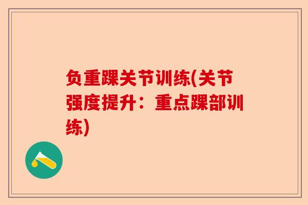 负重踝关节训练(关节强度提升：重点踝部训练)