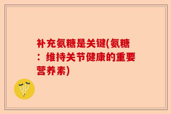 补充氨糖是关键(氨糖：维持关节健康的重要营养素)