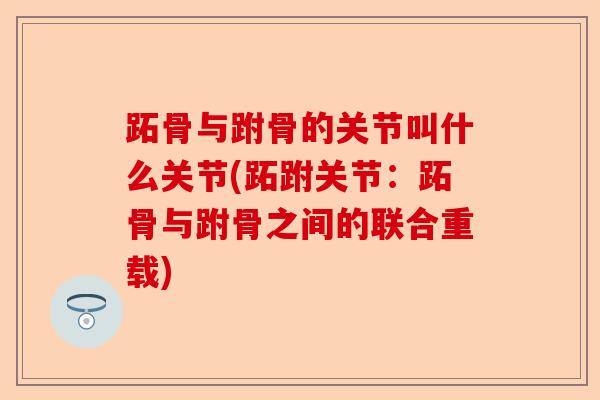 跖骨与跗骨的关节叫什么关节(跖跗关节：跖骨与跗骨之间的联合重载)