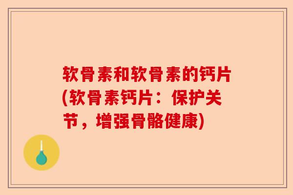 软骨素和软骨素的钙片(软骨素钙片：保护关节，增强骨骼健康)