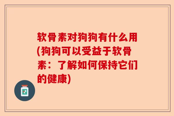 软骨素对狗狗有什么用(狗狗可以受益于软骨素：了解如何保持它们的健康)