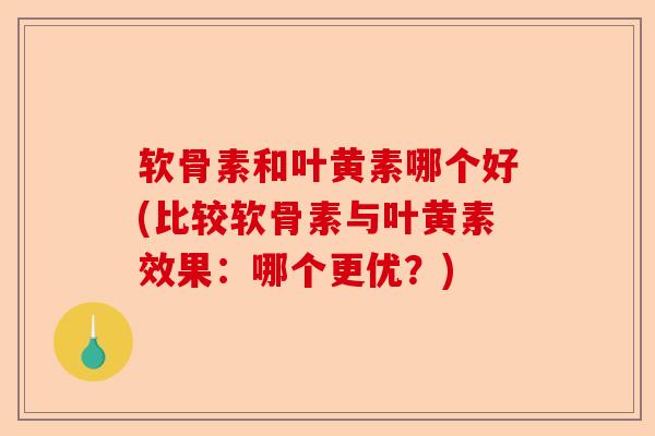 软骨素和叶黄素哪个好(比较软骨素与叶黄素效果:哪个更优?) 软骨素和叶黄素哪个好(比较软骨素与叶黄素效果:哪个更优?)