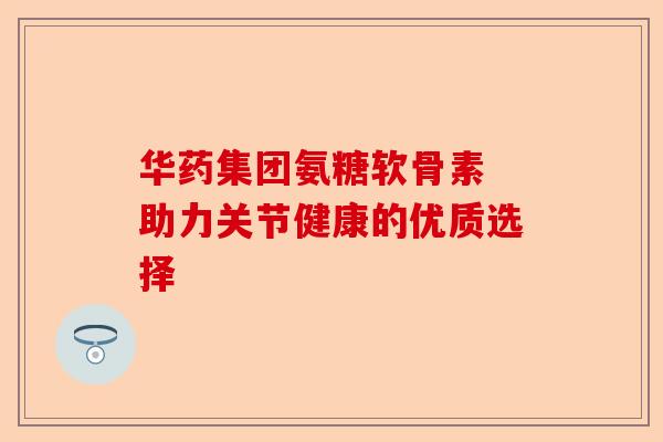 华药集团氨糖软骨素 助力关节健康的优质选择