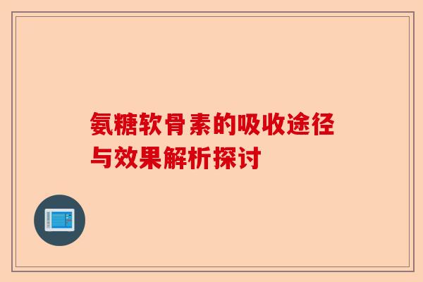 氨糖软骨素的吸收途径与效果解析探讨